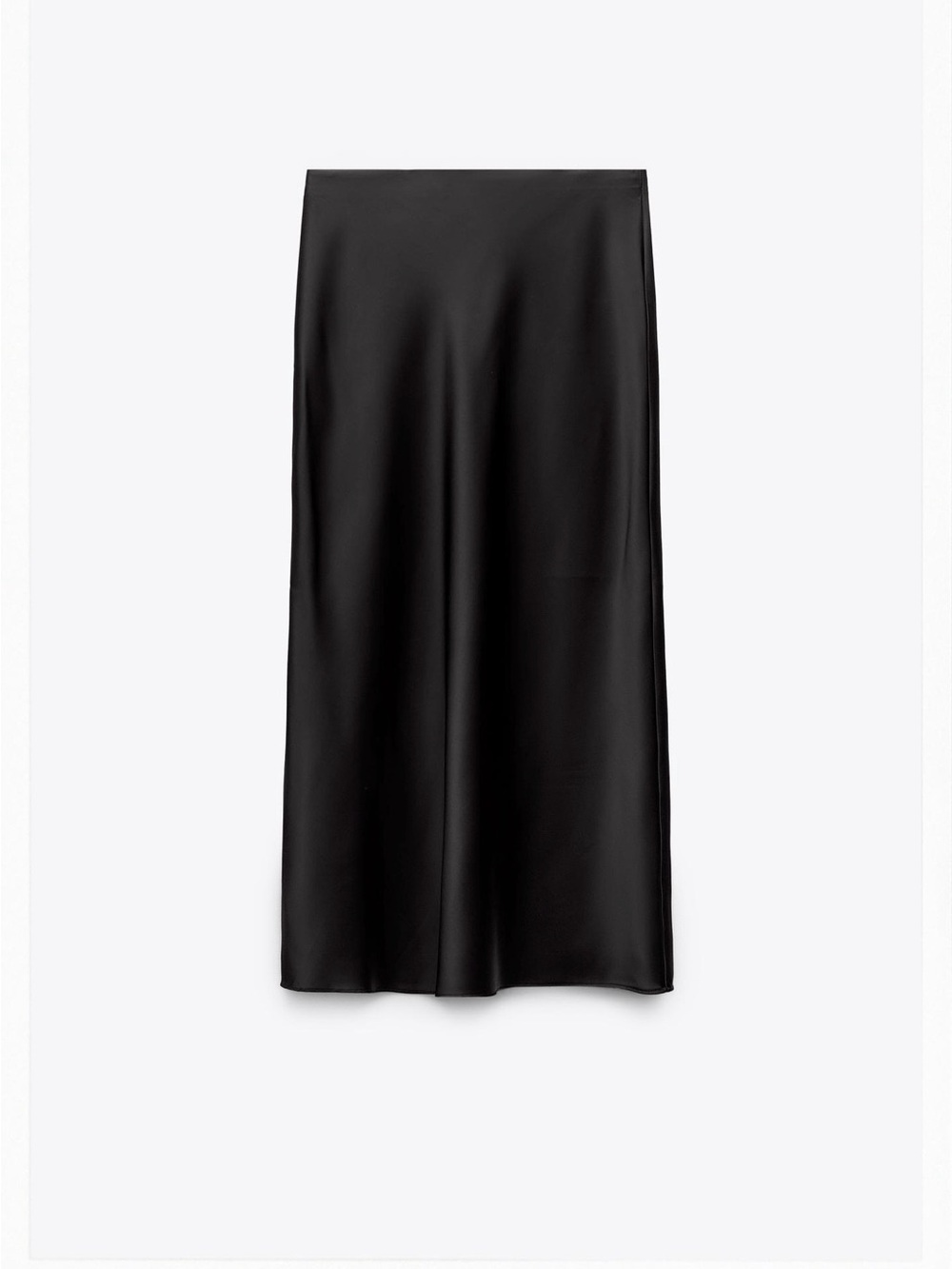 Zara Black Satin Maxi Slip Skirt